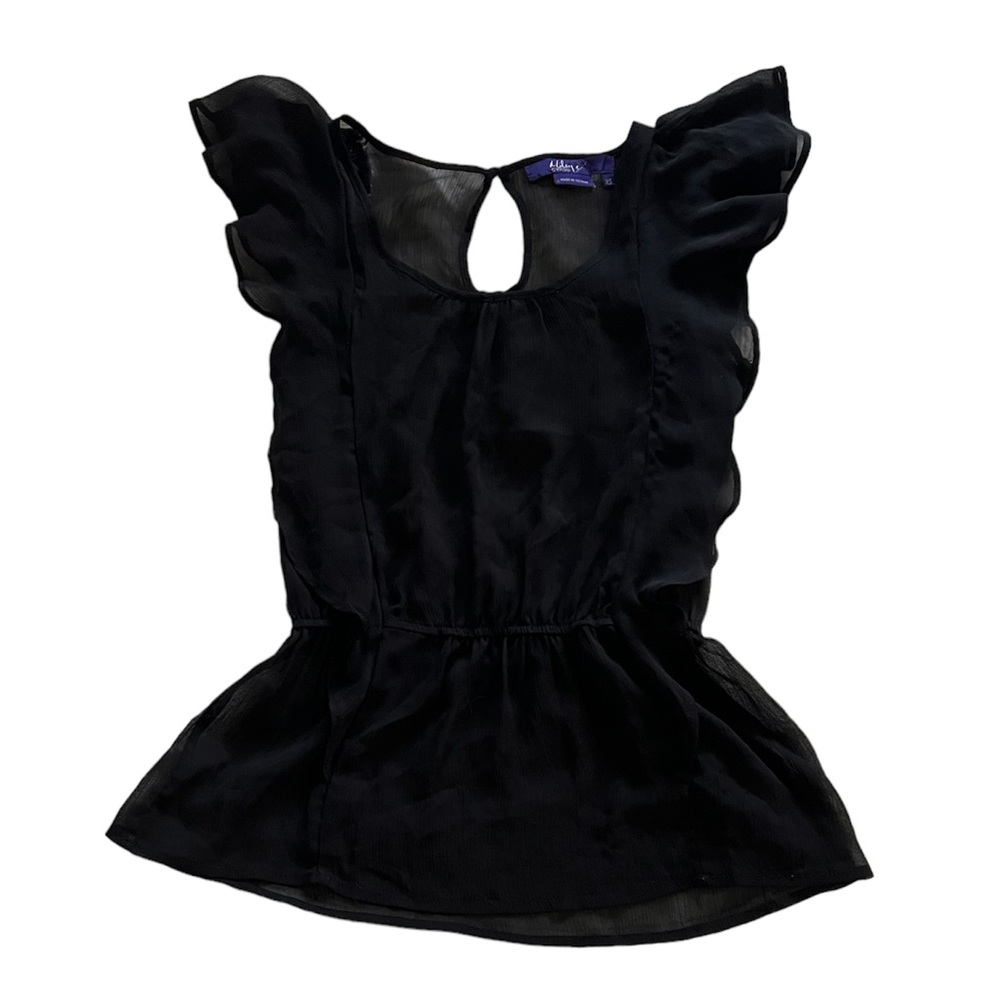 *SALE* Sheer Ruffle Sleeveless Peplum Dress Top with Keyhole